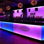 Illuminated glass bar pink & blue